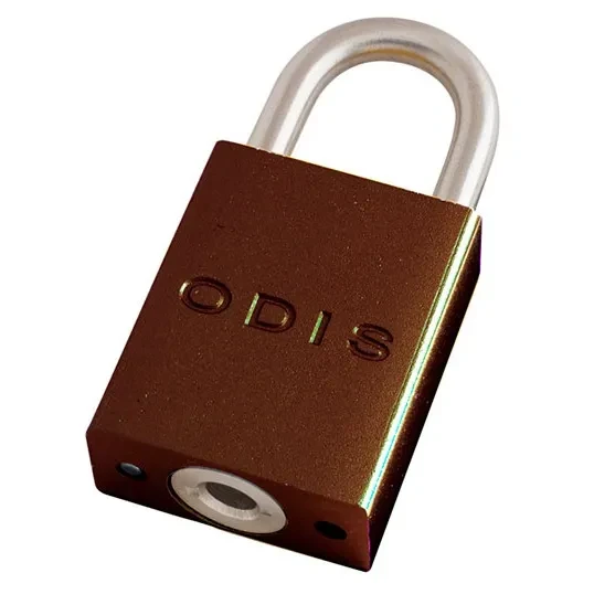 CANDADO "ODIS" ALUMINIO BLOQUEO NARANJO