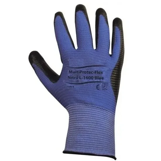 PAR GUANTES MUTIFLEX PALMA NITRILO AZUL (L-1600)