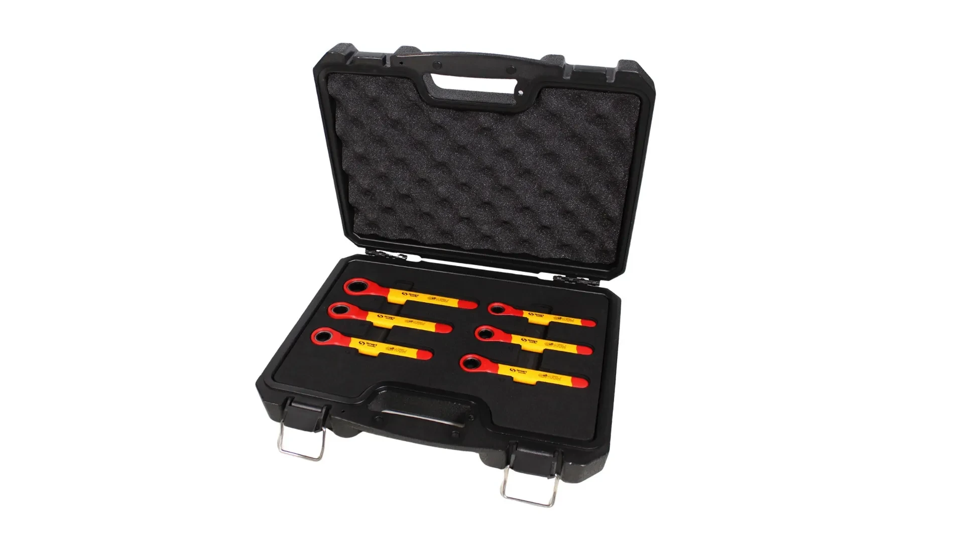 JUEGO DE LLAVES DE CORONA CON CHICHARRA DE 6 PIEZAS DE 10-17MM EN CAJA PLASTICA VDE 1000V(10380106)